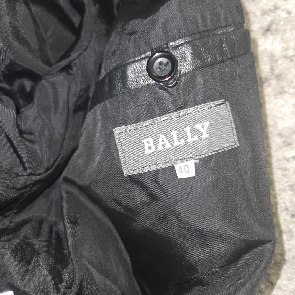 Bally Leather Jacket Men 40 Made Italy Black Tan Trim Moto Bomber Luxury Rare‎ - Picture 4 of 16